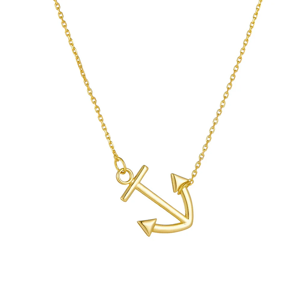 Wholesale Diamond Anchor Pendant Sterling Silver 925 Silver Cross Chain Necklace For Women - Image 5