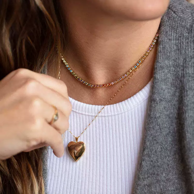 Wholesale Diamond Design Geometric Heartshaped Copper And Titanium Steel Necklace For Women - Image 3