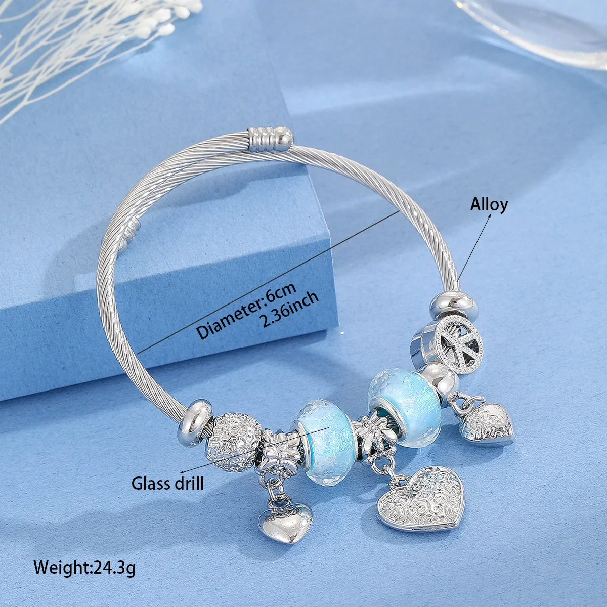 Wholesale Diamondencrusted Crystal Alloy Bracelet With Exquisite Pendant For Women - Image 2