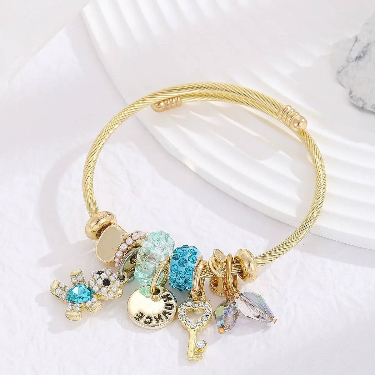 Wholesale Diamondencrusted Crystal Alloy Bracelet With Exquisite Pendant For Women - Image 4