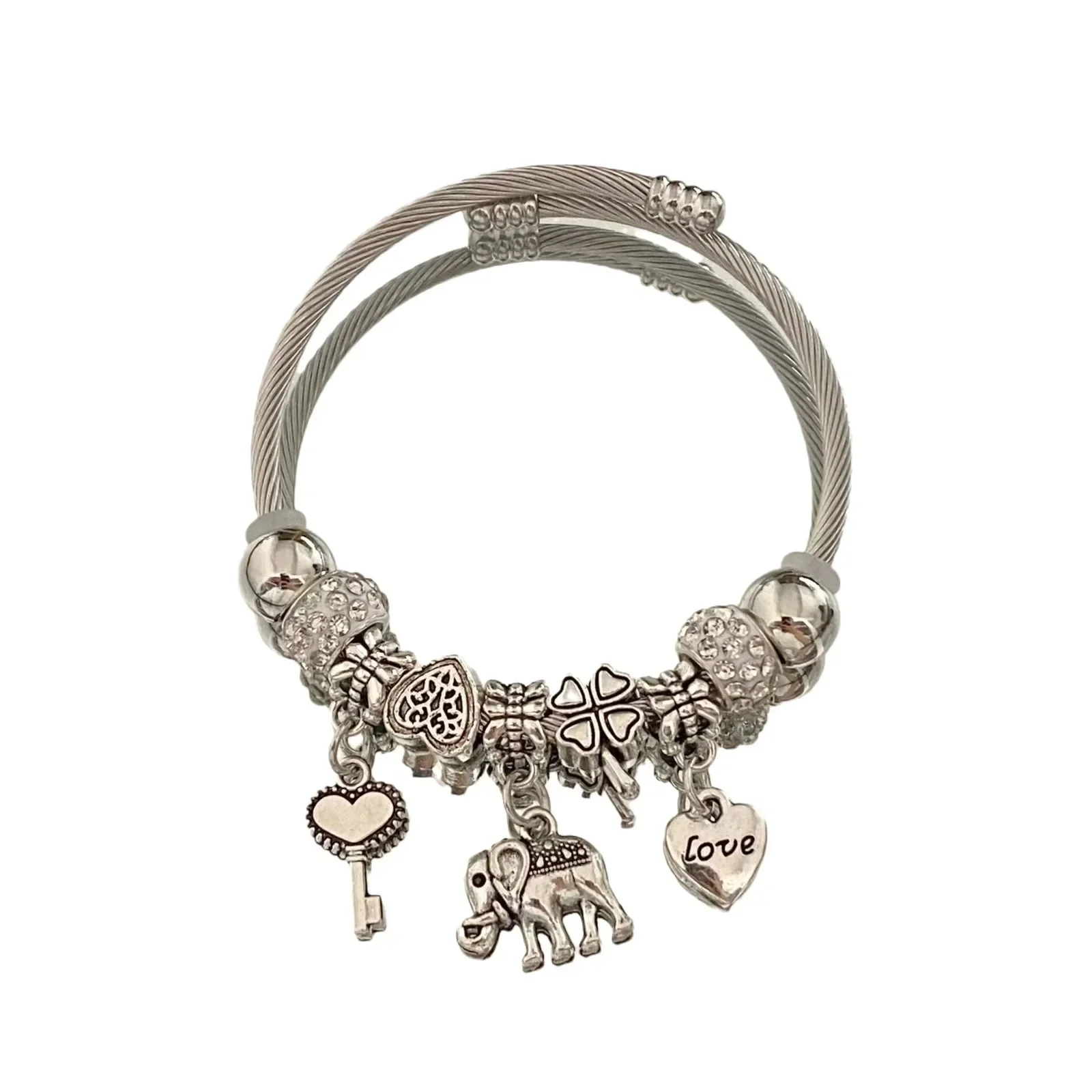 Wholesale Diamondencrusted Elephant Pendant Bracelet Stainless Steel Electroplated - Image 5