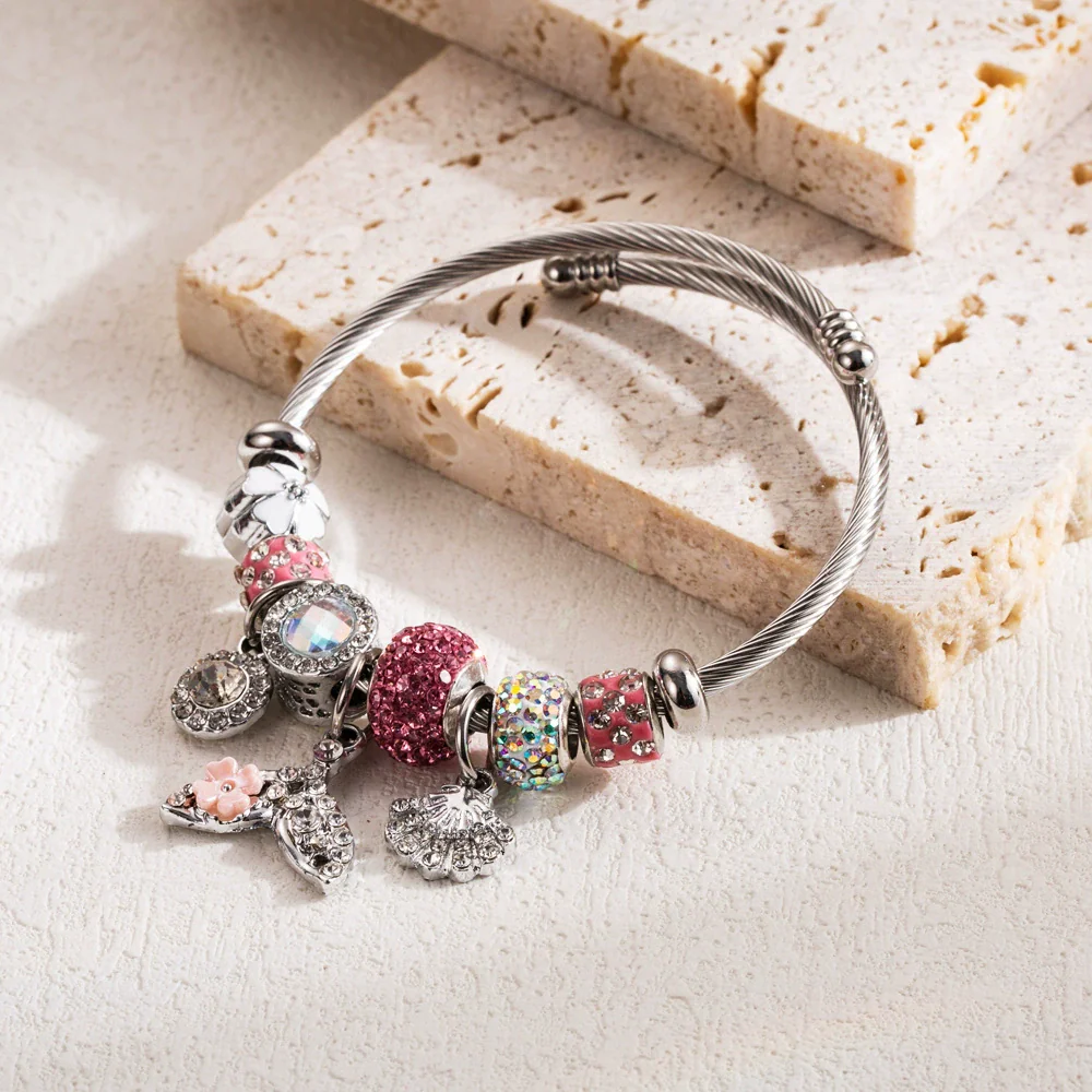 Wholesale Diy Adjustable Diamond Inlaid Geometric Fashion Allmatch Alloy Pendant Bracelet Unisex - Image 2