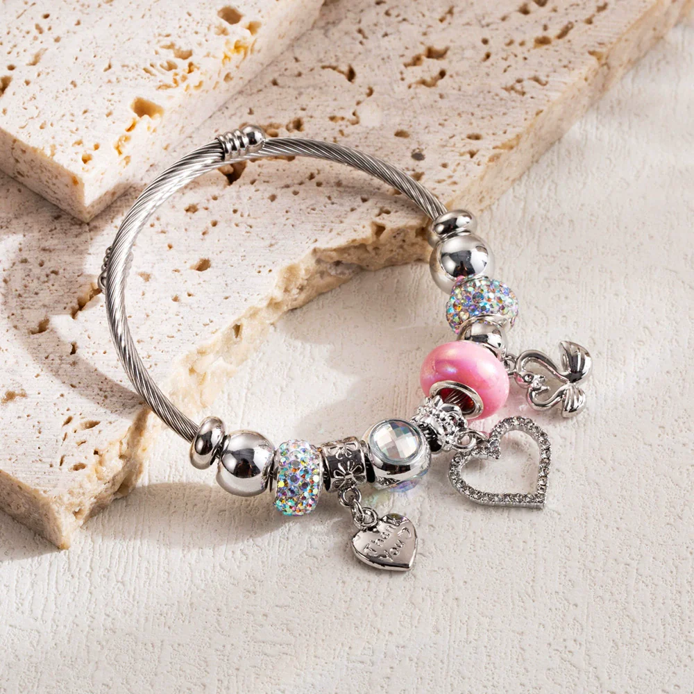 Wholesale Diy Adjustable Diamond Inlaid Geometric Fashion Allmatch Alloy Pendant Bracelet Unisex - Image 3
