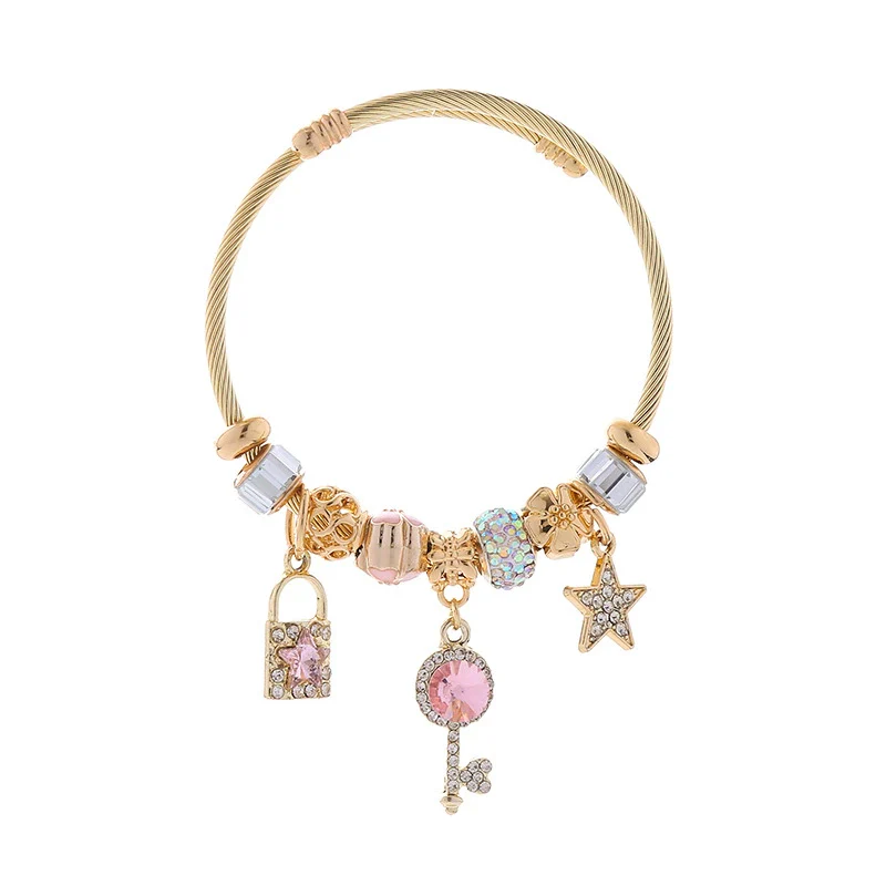 Wholesale Diy Beaded Adjustable Bracelet With Star Key Diamond Pendant For Women Fashion Alloy - Image 5