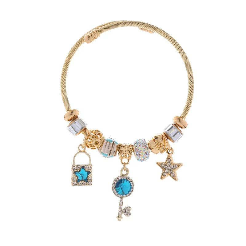 Wholesale Diy Beaded Adjustable Bracelet With Star Key Diamond Pendant For Women Fashion Alloy - Image 7