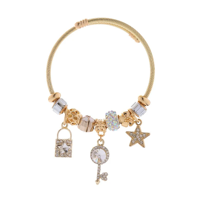 Wholesale Diy Beaded Adjustable Bracelet With Star Key Diamond Pendant For Women Fashion Alloy - Image 8