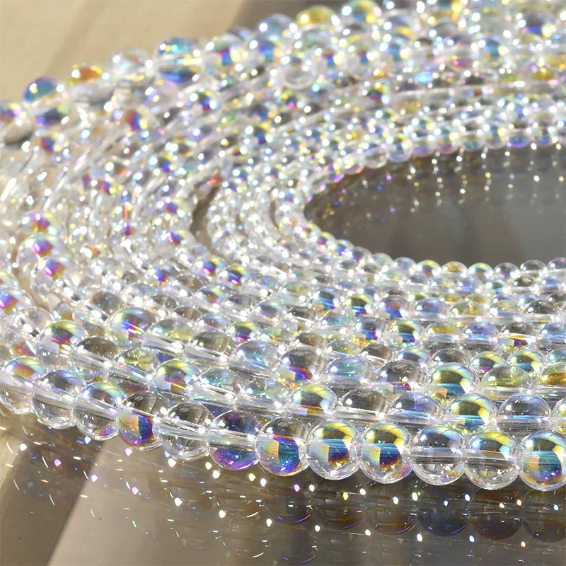 Wholesale Diy Beaded Jewelry Accessories Glass Glazed Round Beads Electroplated For Bracelet Necklace