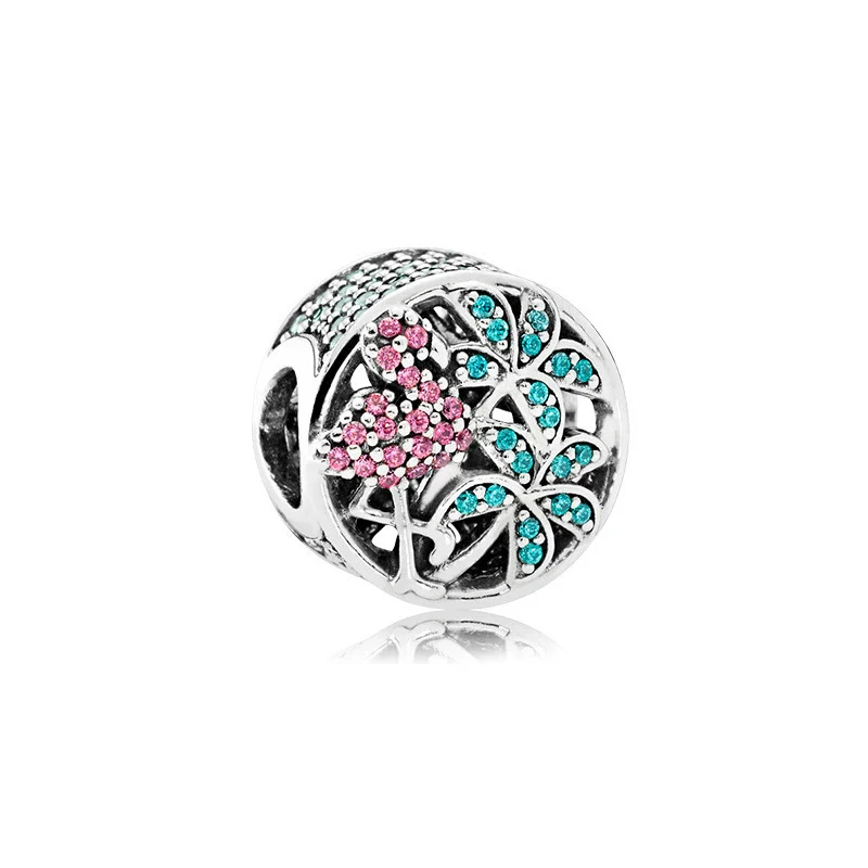 Wholesale Diy Beads 925 Silver Magnolia Love Full Diamond Fixed Hanging Beads With Totem Pattern Inlay - Image 12