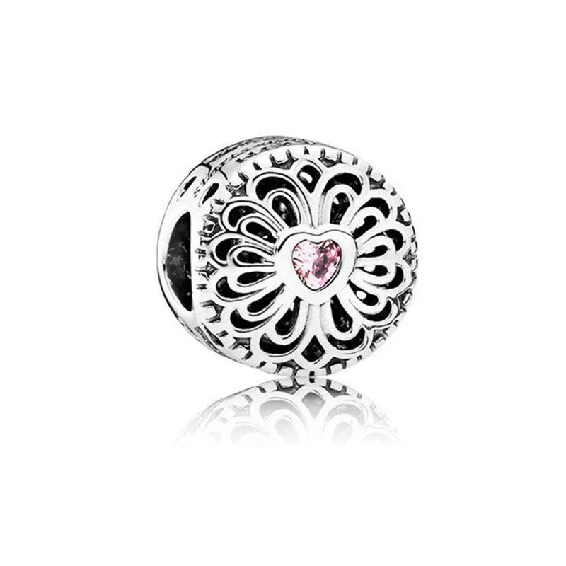 Wholesale Diy Beads 925 Silver Magnolia Love Full Diamond Fixed Hanging Beads With Totem Pattern Inlay - Image 15