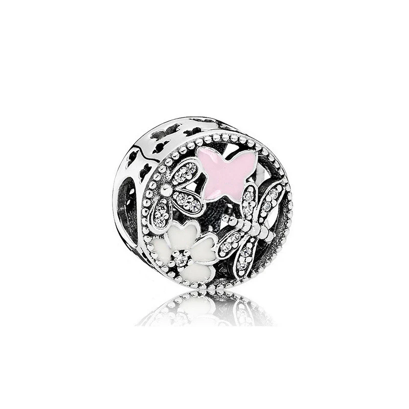 Wholesale Diy Beads 925 Silver Magnolia Love Full Diamond Fixed Hanging Beads With Totem Pattern Inlay - Image 7