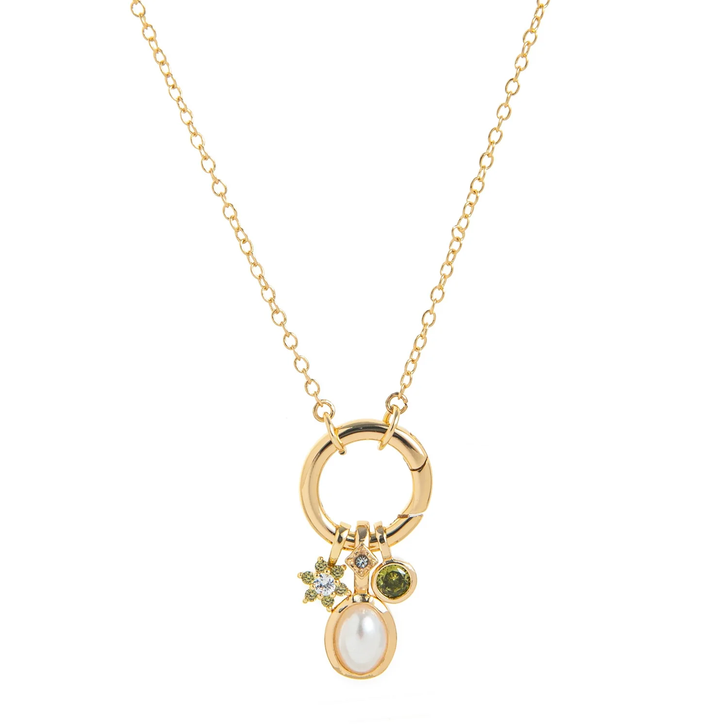 Wholesale Diy Birthstone Necklace With Geometric Pendant Goldplated Copper Jewelry For Women - Image 14