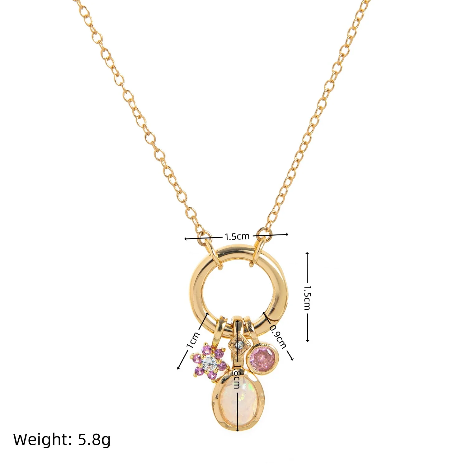 Wholesale Diy Birthstone Necklace With Geometric Pendant Goldplated Copper Jewelry For Women - Image 4