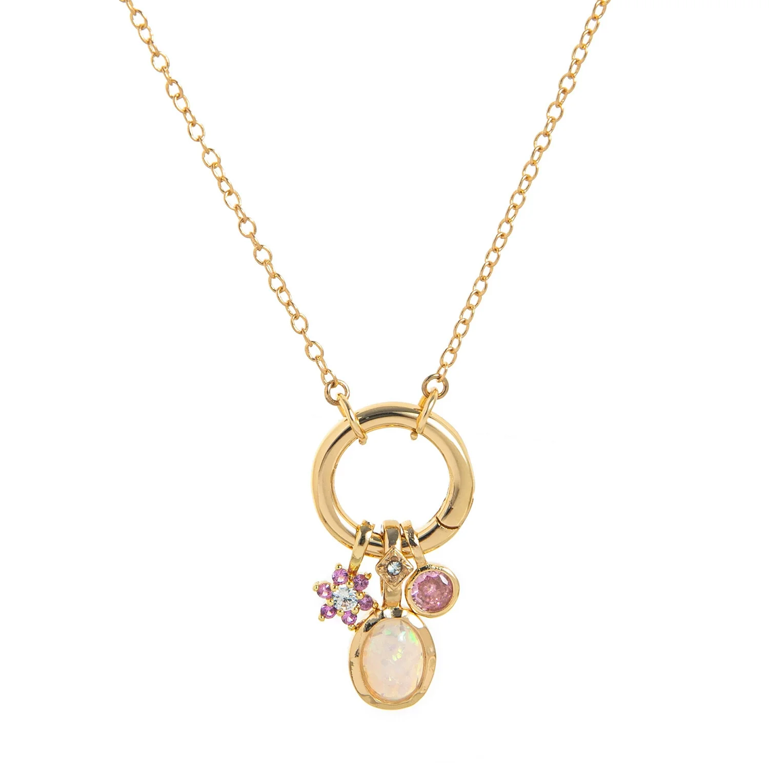 Wholesale Diy Birthstone Necklace With Geometric Pendant Goldplated Copper Jewelry For Women - Image 7