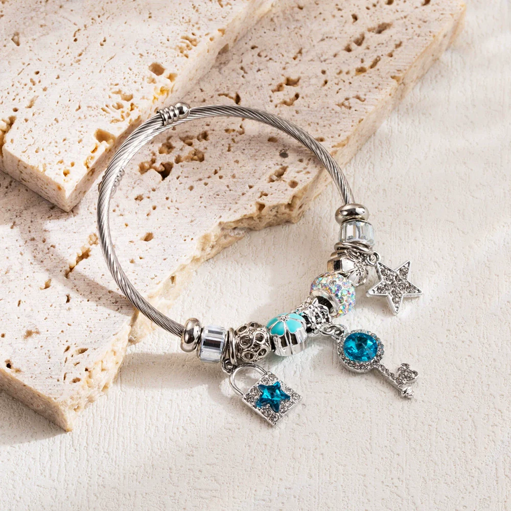 Wholesale Diy Diamond Alloy Stainless Steel Adjustable Fashion Allmatch Pendant Bracelet For Unisex - Image 3