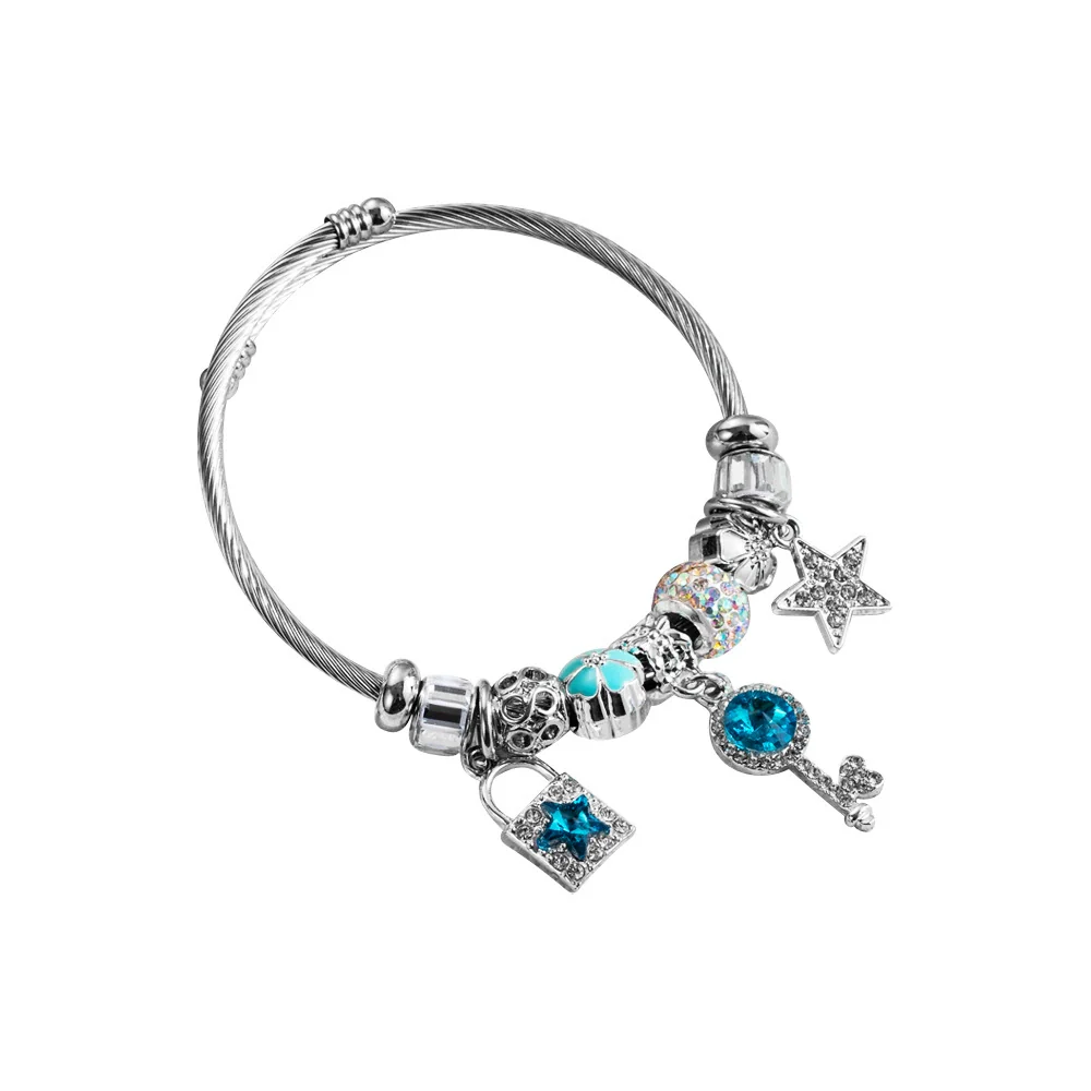 Wholesale Diy Diamond Alloy Stainless Steel Adjustable Fashion Allmatch Pendant Bracelet For Unisex - Image 4