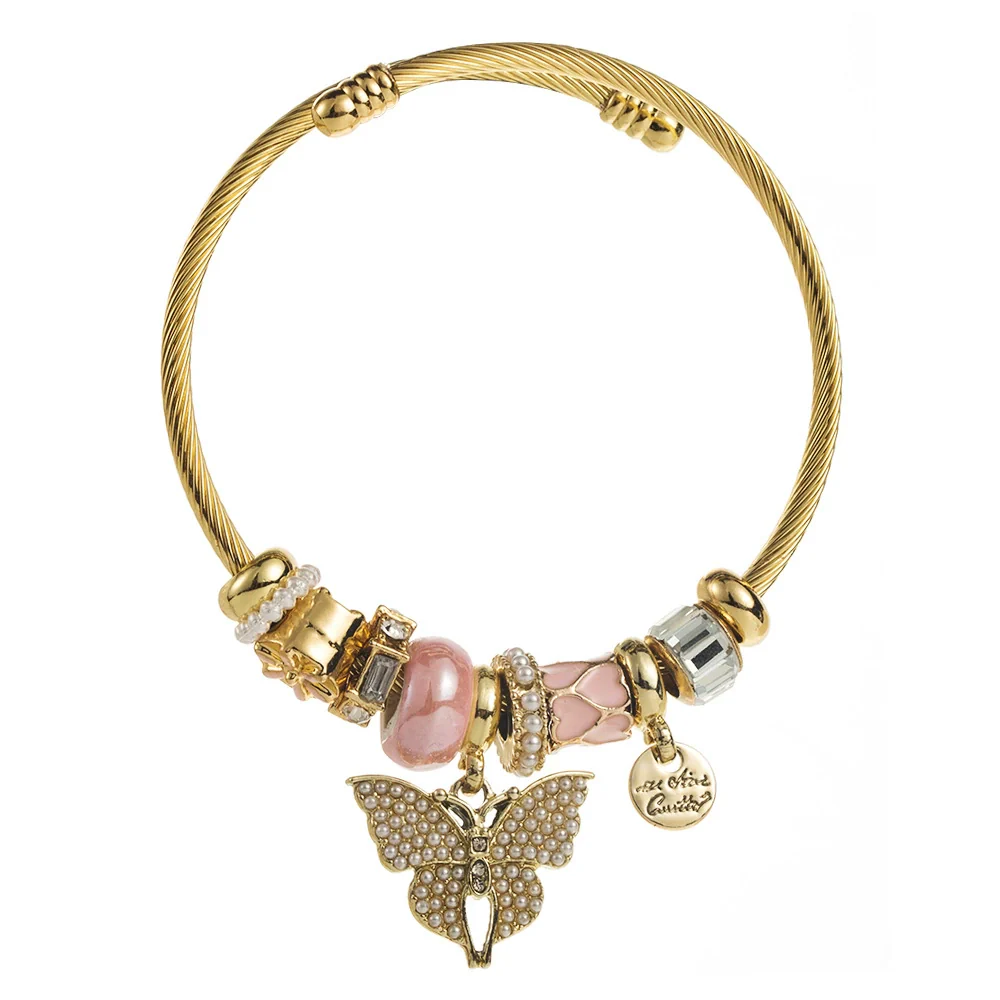 Wholesale Diy Diamond Stainless Steel Alloy Butterfly Pendant Bracelet For Women - Image 5