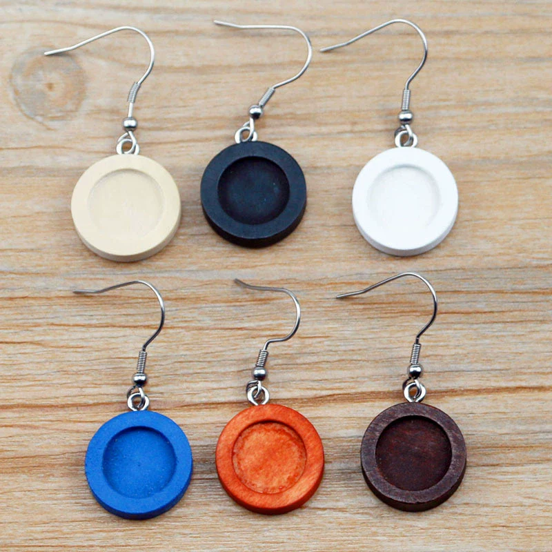 Wholesale Diy Ear Jewelry Accessories Wooden Stainless Steel Antiallergy Ear Hook Totem Geometric Electroplated