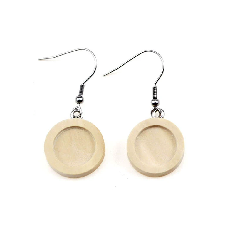 Wholesale Diy Ear Jewelry Accessories Wooden Stainless Steel Antiallergy Ear Hook Totem Geometric Electroplated - Image 5