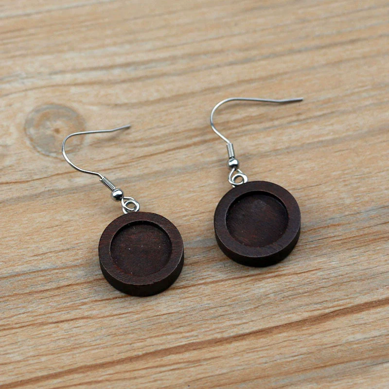Wholesale Diy Ear Jewelry Accessories Wooden Stainless Steel Antiallergy Ear Hook Totem Geometric Electroplated - Image 9