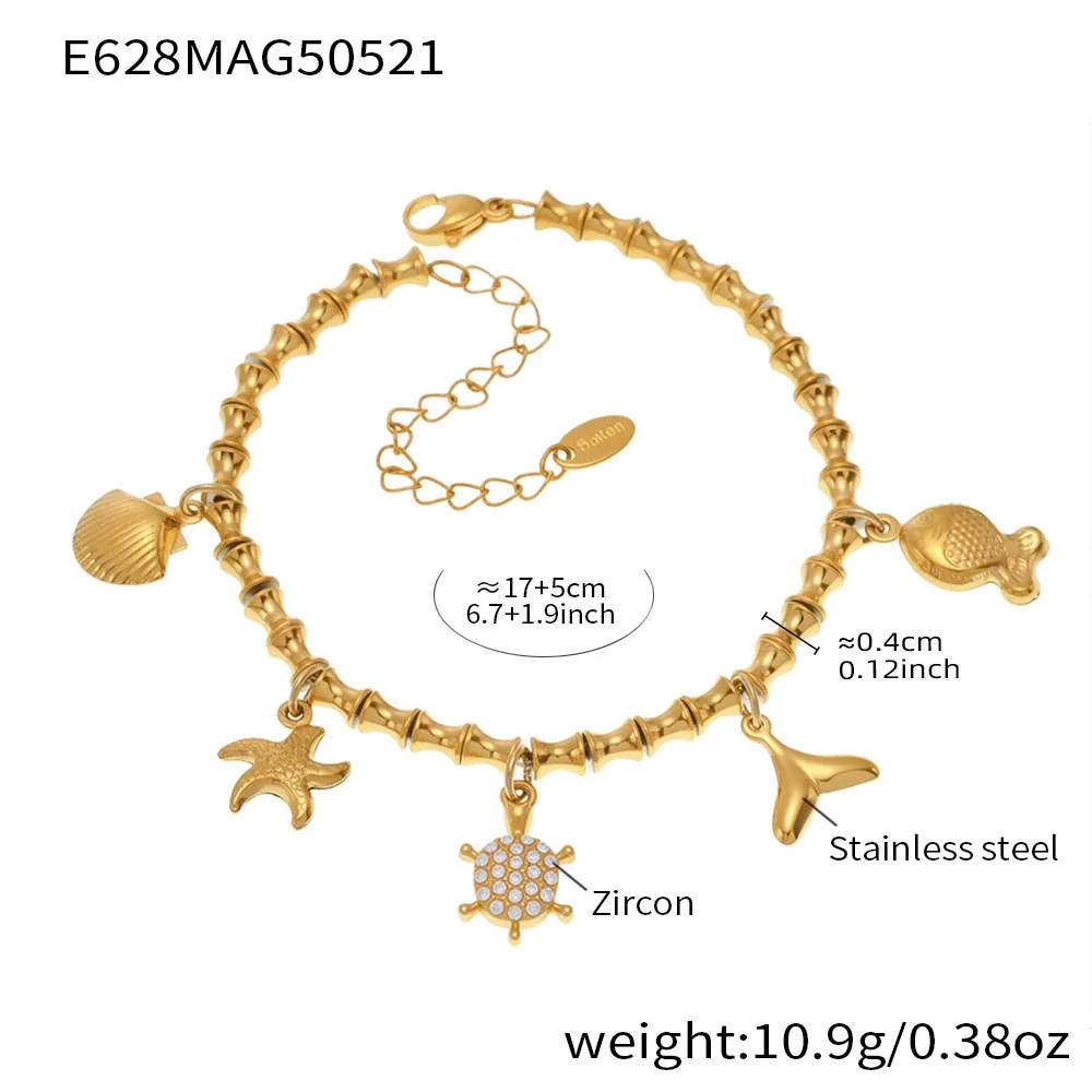 Wholesale Diy Ferris Wheel Zircon Oil Drop Geometric Stainless Steel Electroplated Bracelet And Anklet Set For Women - Image 12