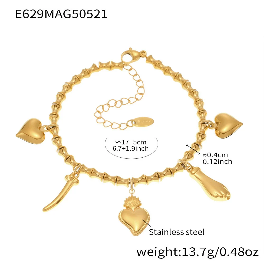 Wholesale Diy Ferris Wheel Zircon Oil Drop Geometric Stainless Steel Electroplated Bracelet And Anklet Set For Women - Image 13