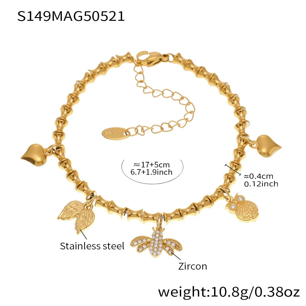 Wholesale Diy Ferris Wheel Zircon Oil Drop Geometric Stainless Steel Electroplated Bracelet And Anklet Set For Women - Image 17