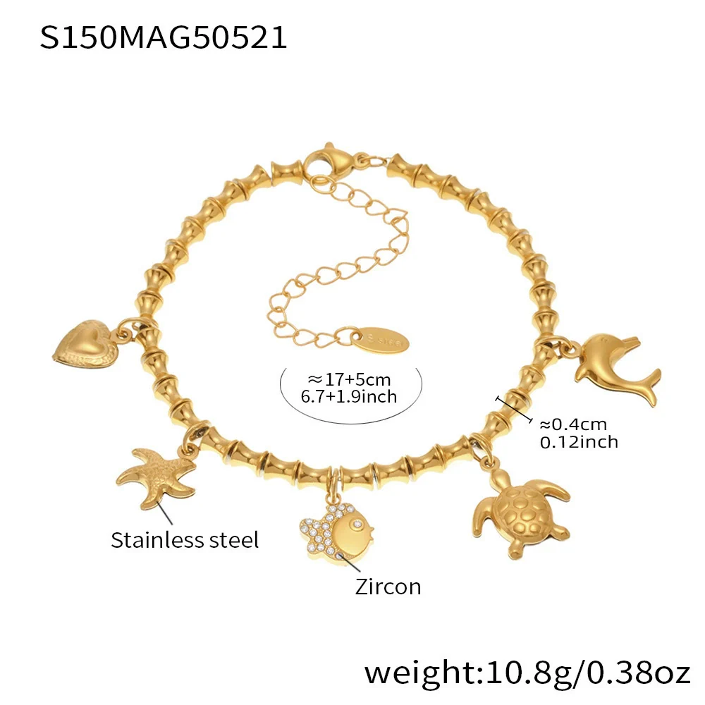 Wholesale Diy Ferris Wheel Zircon Oil Drop Geometric Stainless Steel Electroplated Bracelet And Anklet Set For Women - Image 18