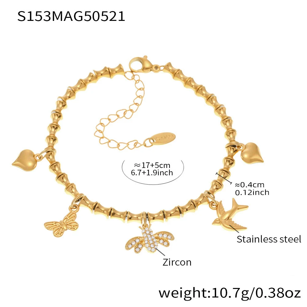 Wholesale Diy Ferris Wheel Zircon Oil Drop Geometric Stainless Steel Electroplated Bracelet And Anklet Set For Women - Image 21