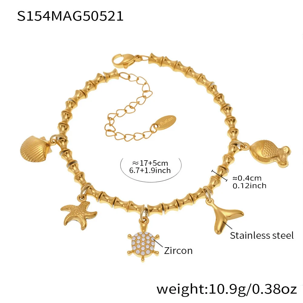 Wholesale Diy Ferris Wheel Zircon Oil Drop Geometric Stainless Steel Electroplated Bracelet And Anklet Set For Women - Image 22