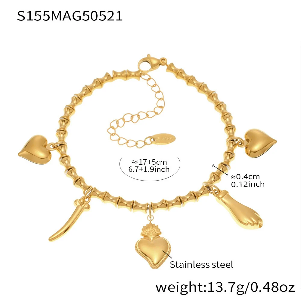 Wholesale Diy Ferris Wheel Zircon Oil Drop Geometric Stainless Steel Electroplated Bracelet And Anklet Set For Women - Image 23
