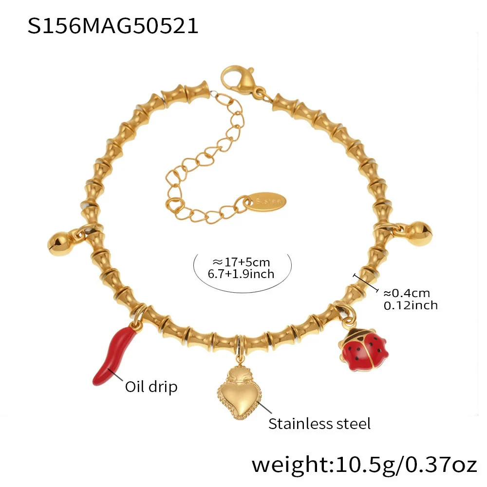 Wholesale Diy Ferris Wheel Zircon Oil Drop Geometric Stainless Steel Electroplated Bracelet And Anklet Set For Women - Image 24