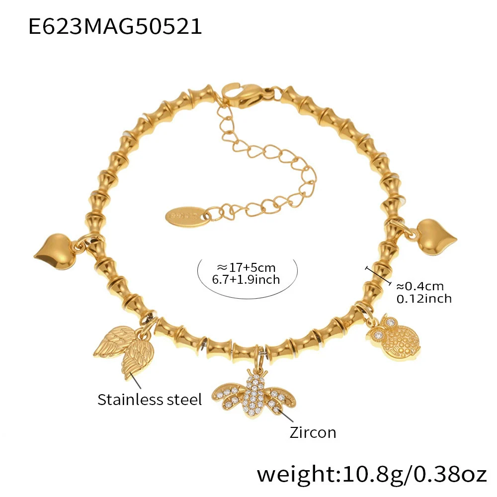 Wholesale Diy Ferris Wheel Zircon Oil Drop Geometric Stainless Steel Electroplated Bracelet And Anklet Set For Women - Image 7
