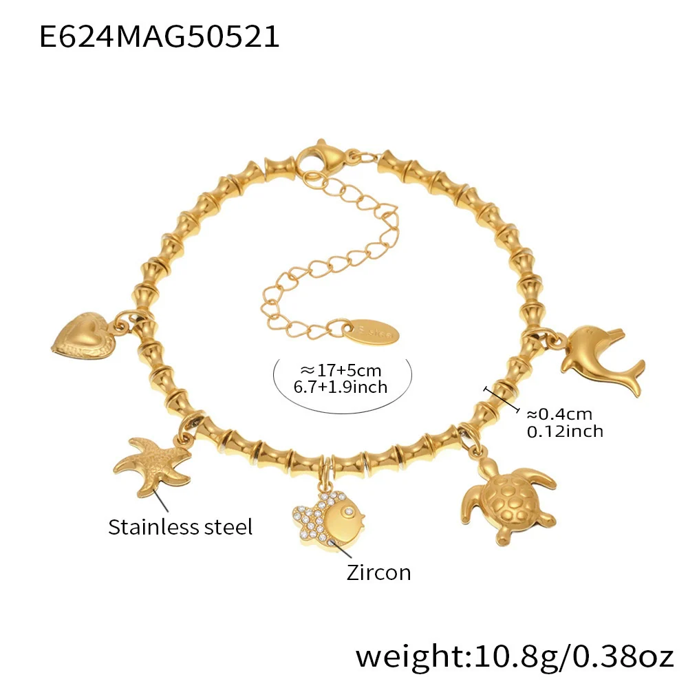 Wholesale Diy Ferris Wheel Zircon Oil Drop Geometric Stainless Steel Electroplated Bracelet And Anklet Set For Women - Image 8