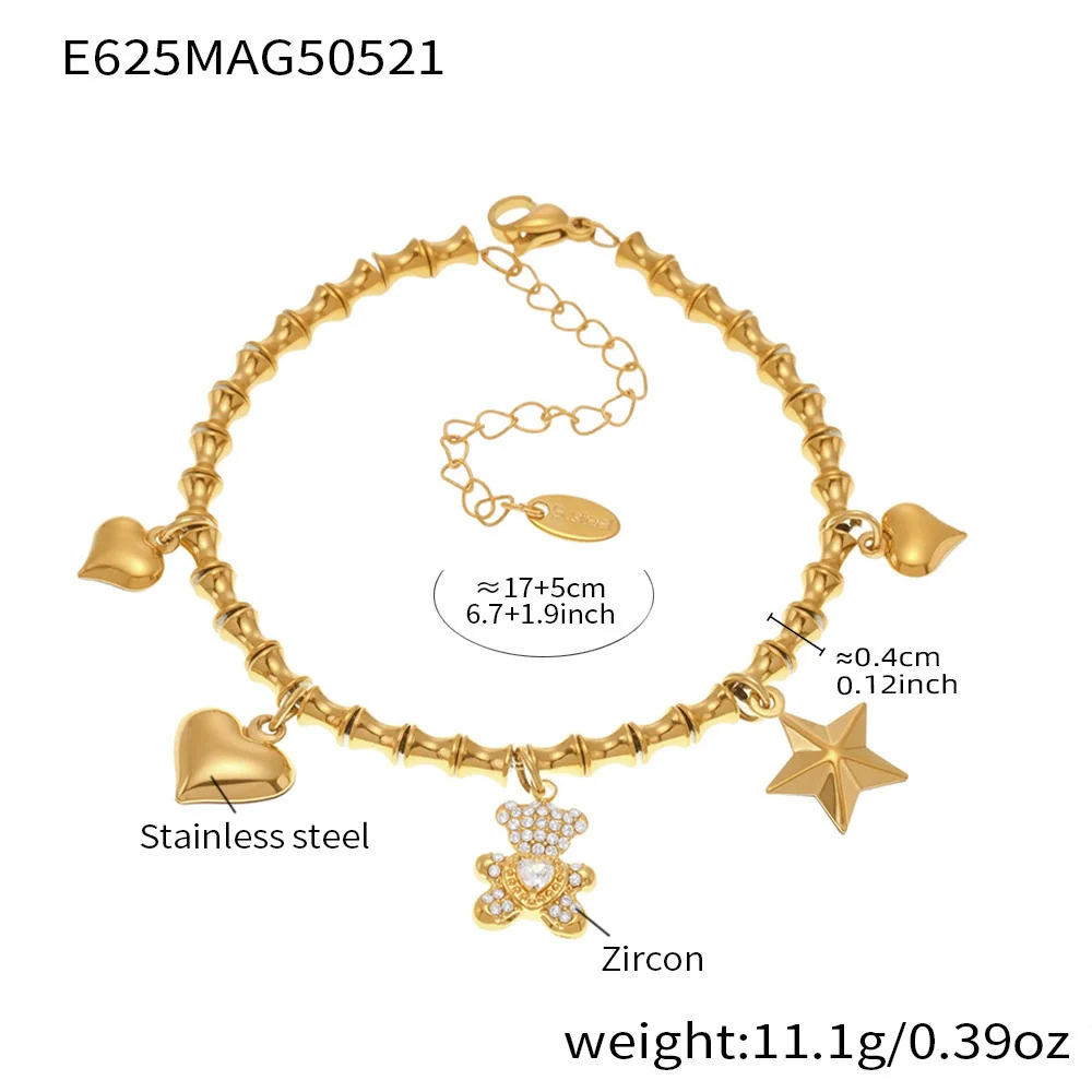 Wholesale Diy Ferris Wheel Zircon Oil Drop Geometric Stainless Steel Electroplated Bracelet And Anklet Set For Women - Image 9