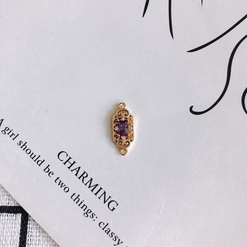 Wholesale Diy Jewelry Accessories Copper Zircon Inlaid Rectangular Hollow Pendant - Image 6