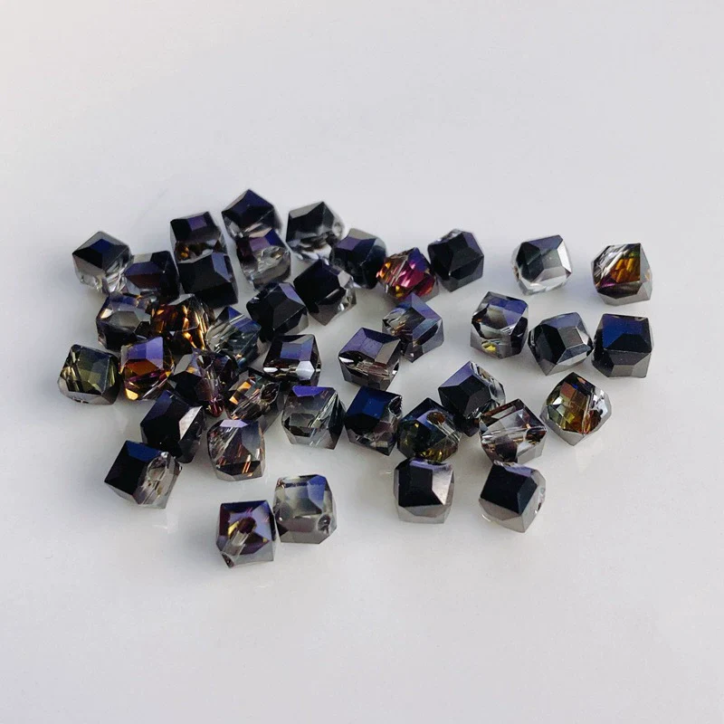 Wholesale Diy Jewelry Accessories Geometric Square Transparent Perforated Glass Crystal Beads With Glaze And Environmental Protection Treatment - Image 5