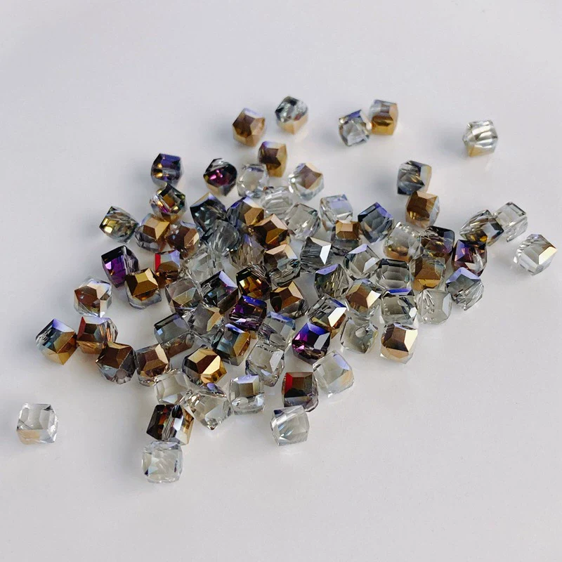 Wholesale Diy Jewelry Accessories Geometric Square Transparent Perforated Glass Crystal Beads With Glaze And Environmental Protection Treatment - Image 7