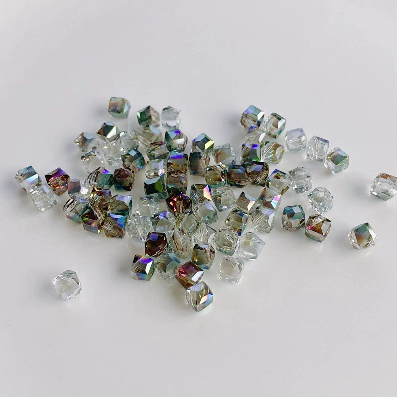 Wholesale Diy Jewelry Accessories Geometric Square Transparent Perforated Glass Crystal Beads With Glaze And Environmental Protection Treatment - Image 8
