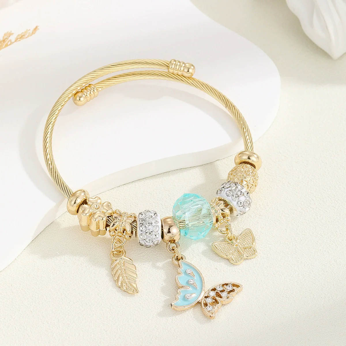 Wholesale Diy Stainless Steel Adjustable Lovers Bracelet With Inlaid Glass Diamond Pendant For Women - Image 3