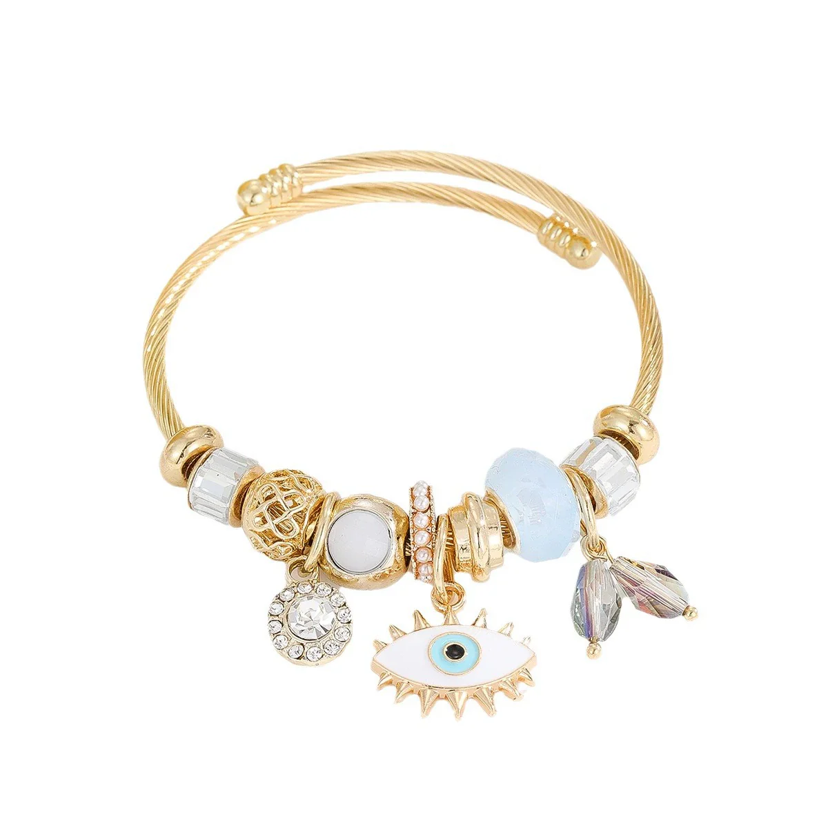 Wholesale Diy Stainless Steel Adjustable Lovers Bracelet With Inlaid Glass Diamond Pendant For Women - Image 5
