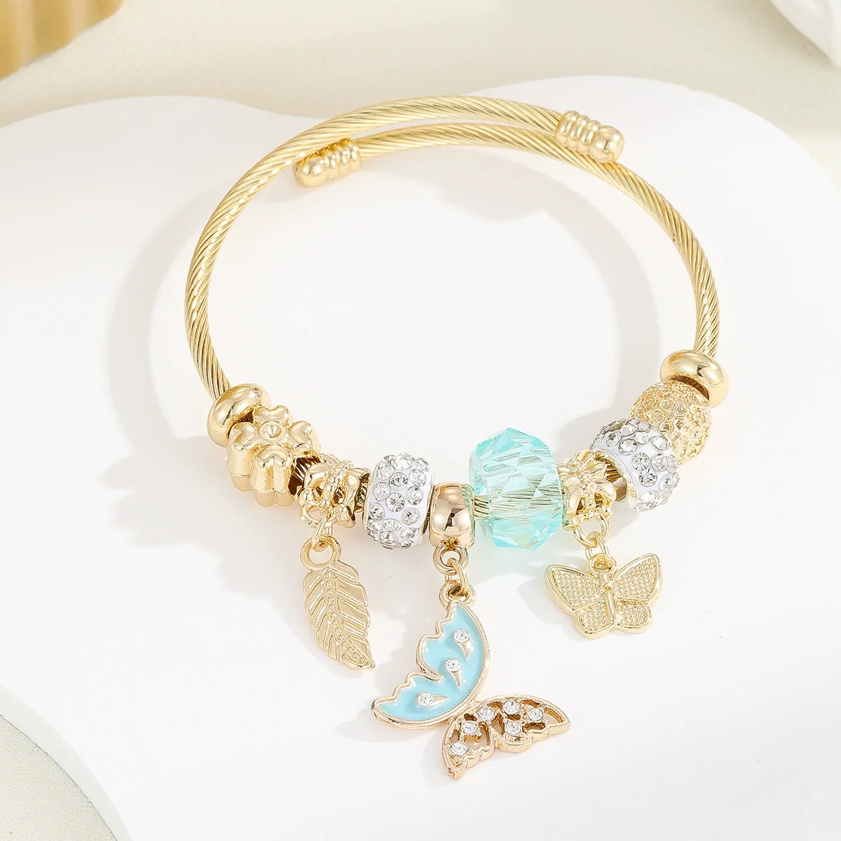 Wholesale Diy Stainless Steel Adjustable Lovers Bracelet With Inlaid Glass Diamond Pendant For Women - Image 8