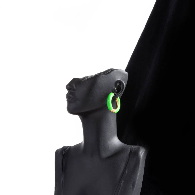 Wholesale Dopamine Color Geometric Stainless Steel Dripping Oil Earrings Unisex - Image 2
