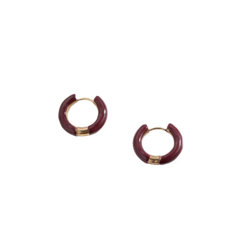 Wholesale Dopamine Color Geometric Stainless Steel Dripping Oil Earrings Unisex - Image 5