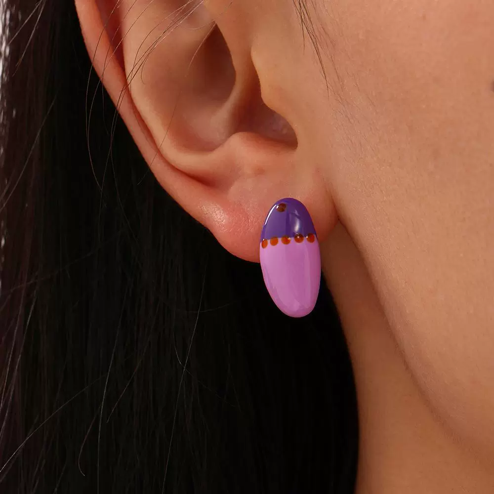 Wholesale Dopamine Colorful Geometric Ferris Wheel Bean Earrings For Women Stainless Steel Enamel Glaze Electroplated - Image 3