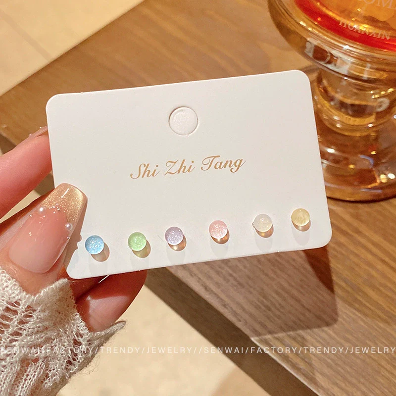 Wholesale Dopamine Colorful Resin Geometric Stud Earrings Set For Women With Polish Finish - Image 5