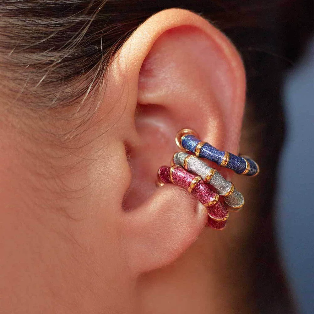 Wholesale Dopamine Fine Glitter Geometric Diamond Stainless Steel Hoop Earrings For Women