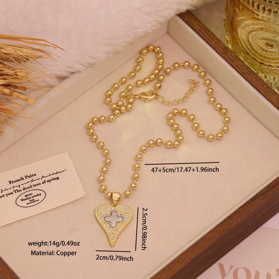 Wholesale Double Color Love Cross Heart Shape Copper Microinlaid Zircon Pendant Necklace Accessories - Image 6
