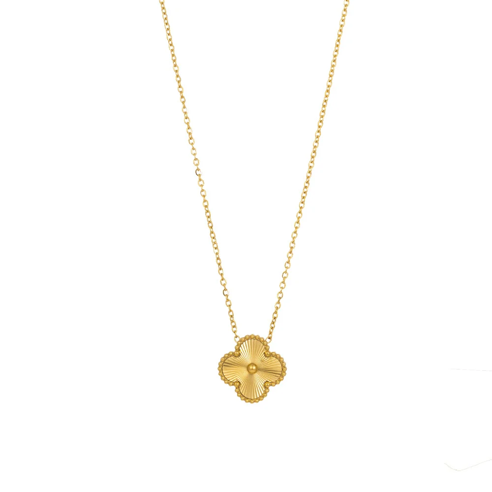 Wholesale Doublesided Laser Electroplated Titanium Steel Necklace With Fourleaf Clover Heart Water Drop Bell Patterns Unisex Light Luxury Geometric Jewelry - Image 5