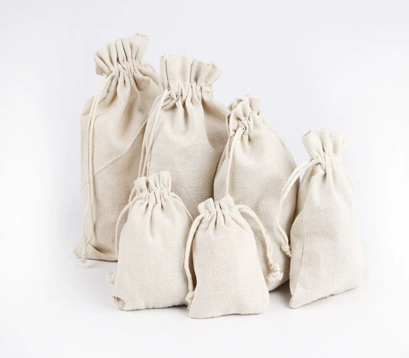 Wholesale Drawstring Cotton Cloth Jewelry Storage Bag With Silk Screen Printing - Image 6