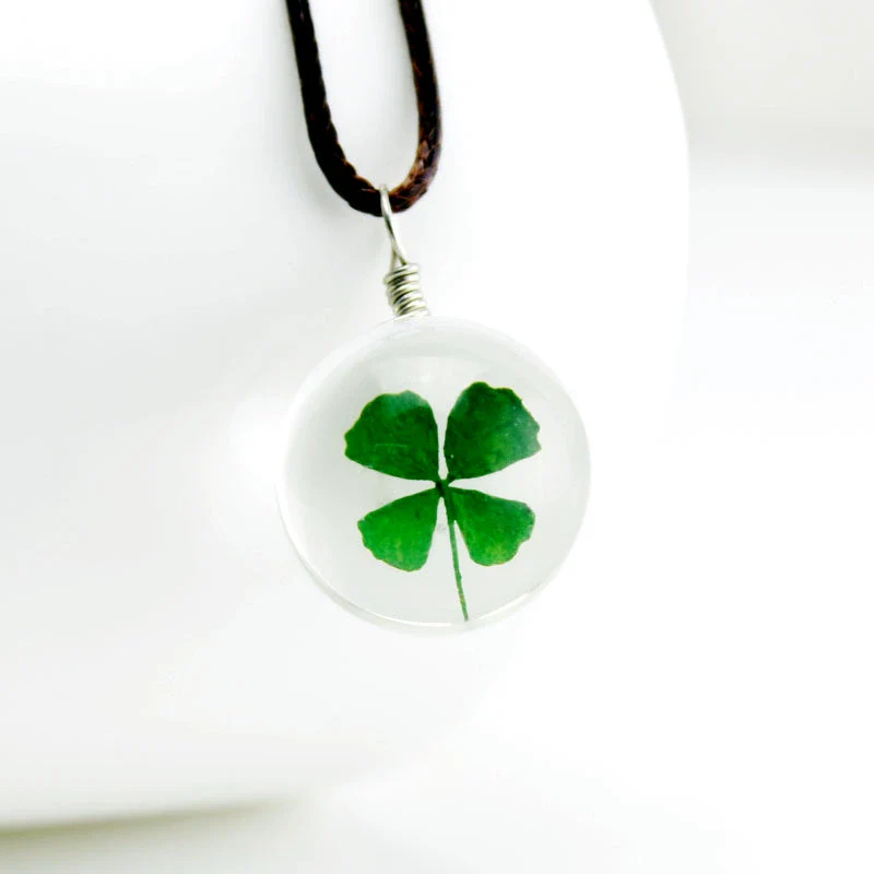 Wholesale Dried Flower Necklace Pendant With Geometric Pattern Glass And Colored Glaze In Plants And Flowers Style - Image 5